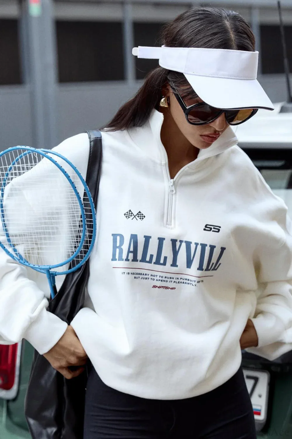 Loose Sporty Half Collar Print Sweatshirt - Image 3