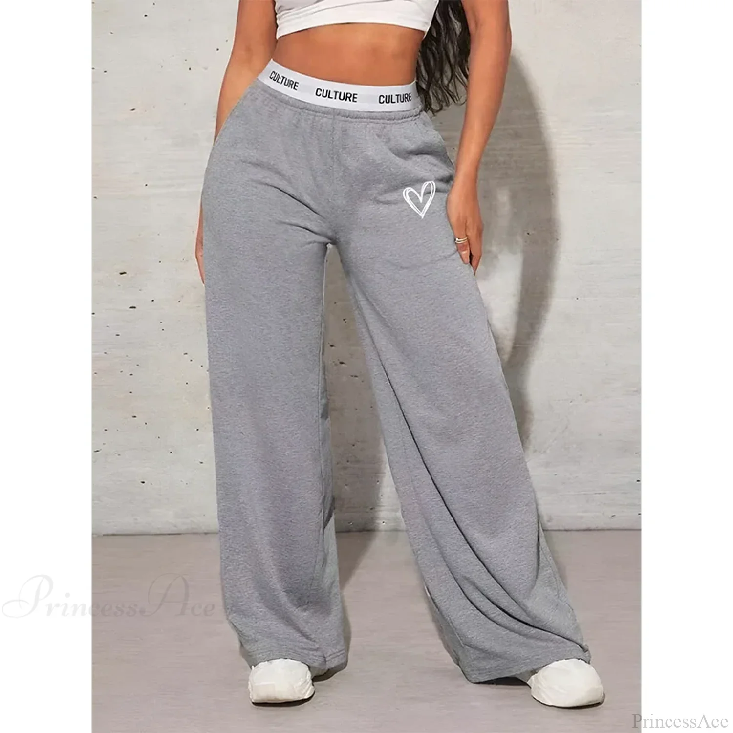 Love Print Casual Wide Leg Pants - Image 2