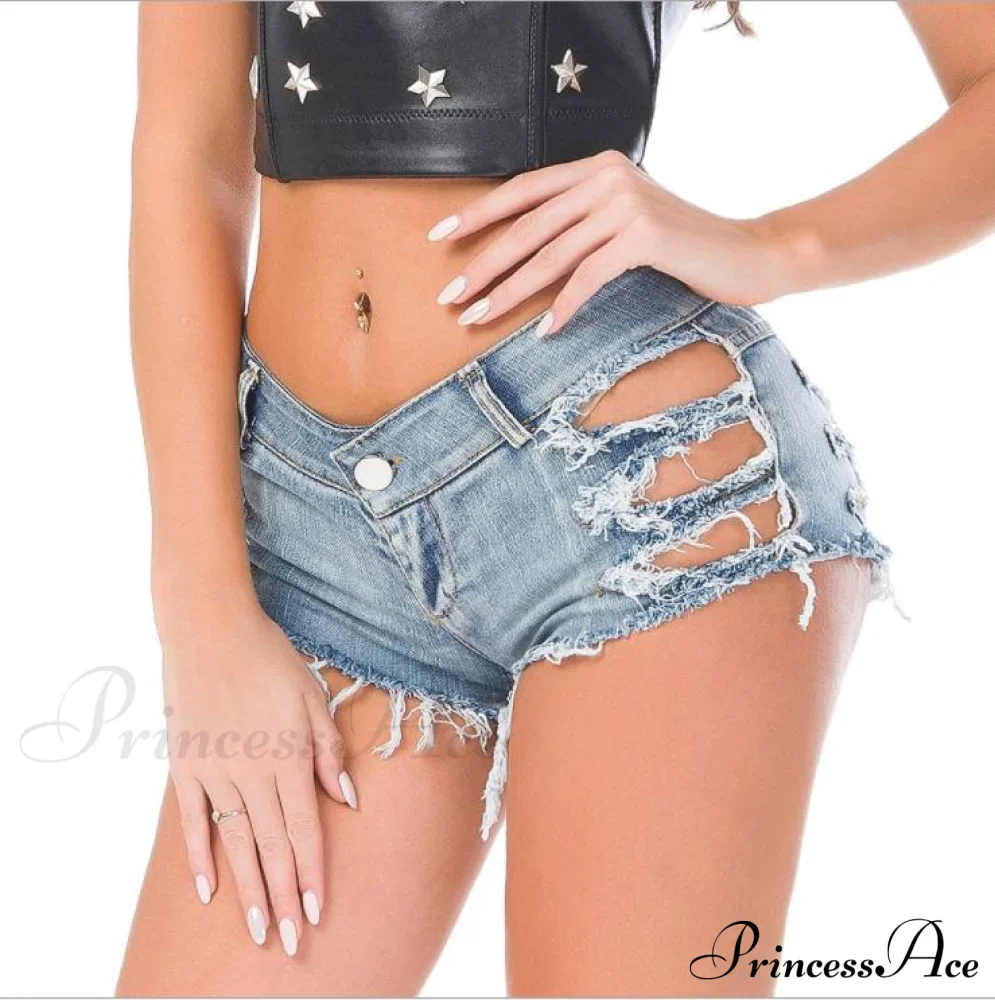Low Denim Bandage Brief Hole Club Jeans Skinny DJ Blue Women Dance Waist Ripped Mini Shorts White Black - Image 10