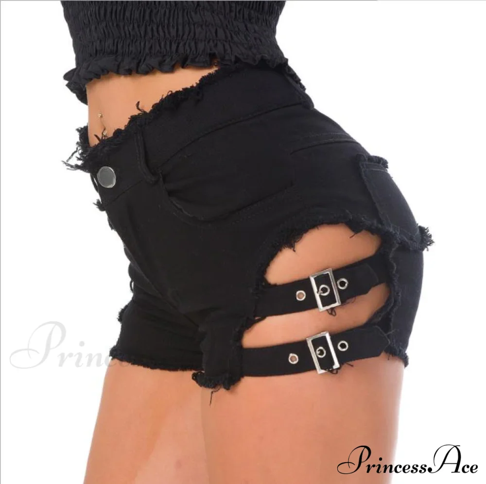 Low Denim Bandage Brief Hole Club Jeans Skinny DJ Blue Women Dance Waist Ripped Mini Shorts White Black - Image 13