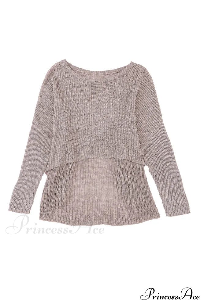 Low Dolman Slouchy High Gray Arm Sweater - Image 13