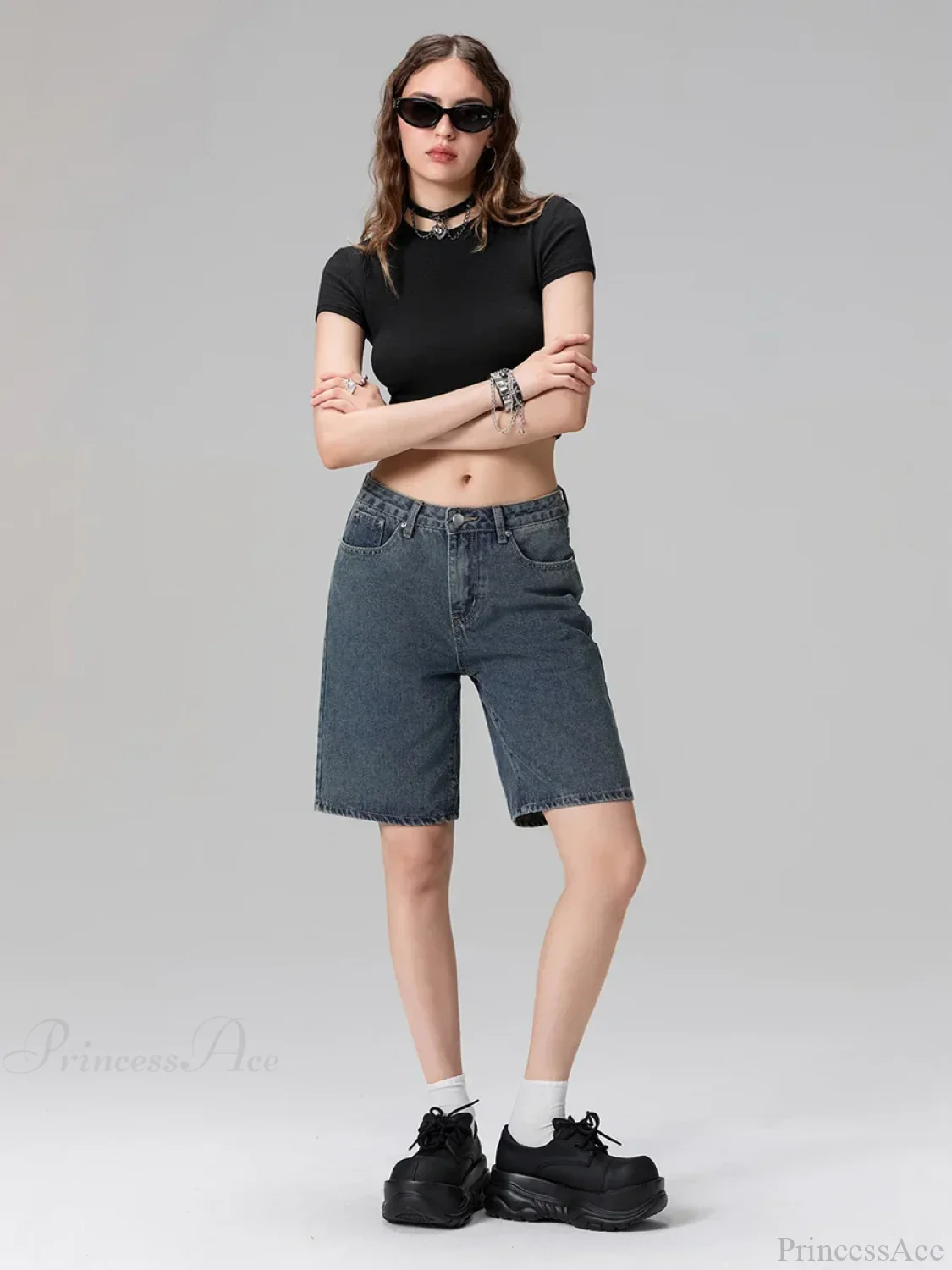 Low Waist Straight Leg Denim Short - Image 6