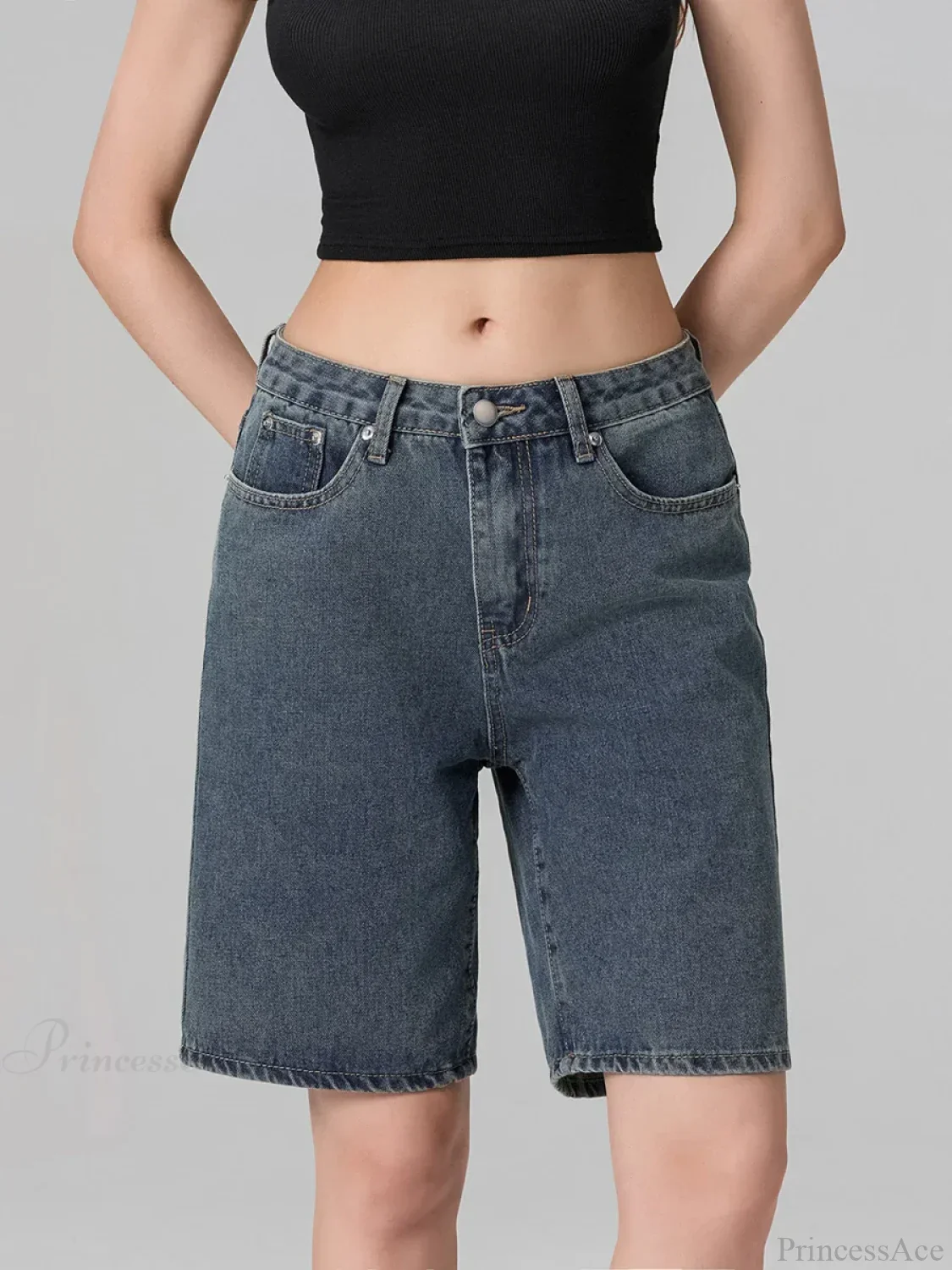Low Waist Straight Leg Denim Short - Image 7
