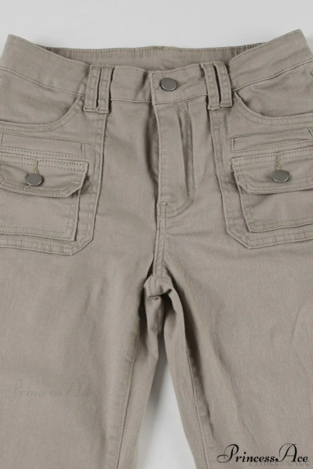 Low Waisted Slim Cargo Flared Leg Jeans - Image 5