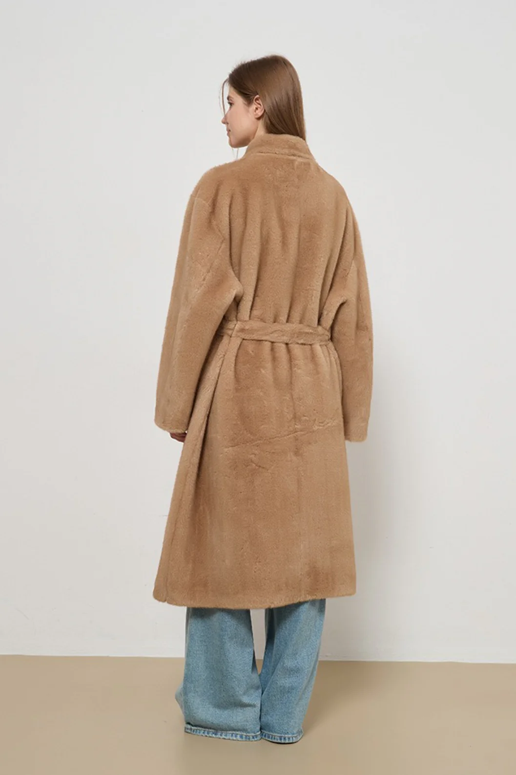 Luxe Faux Fur Tweed Long Elegant Lady Overcoat - Image 5