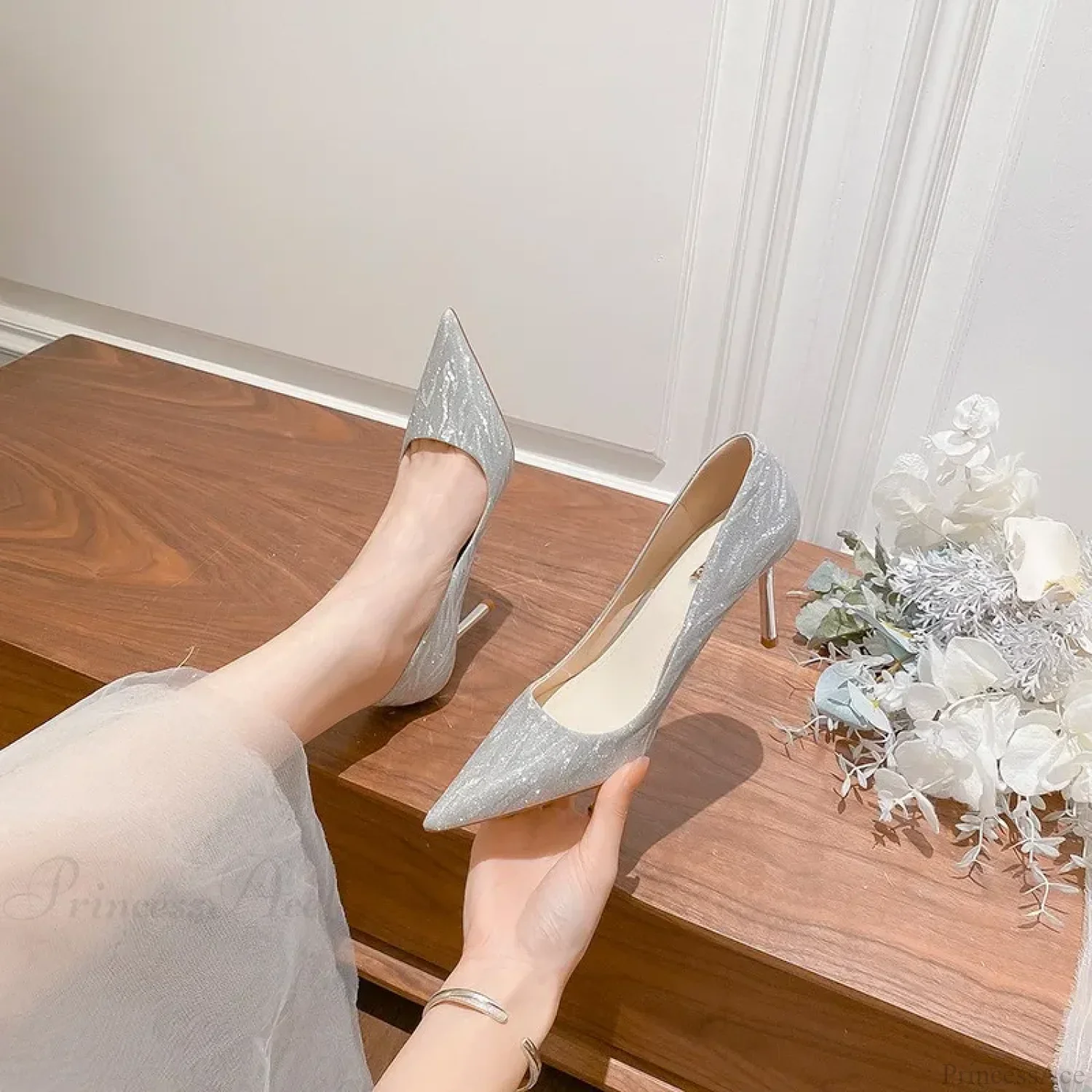Luxury Gold Silver Pointed High Heels Party Wedding Pumps Designer High Heel - Image 2