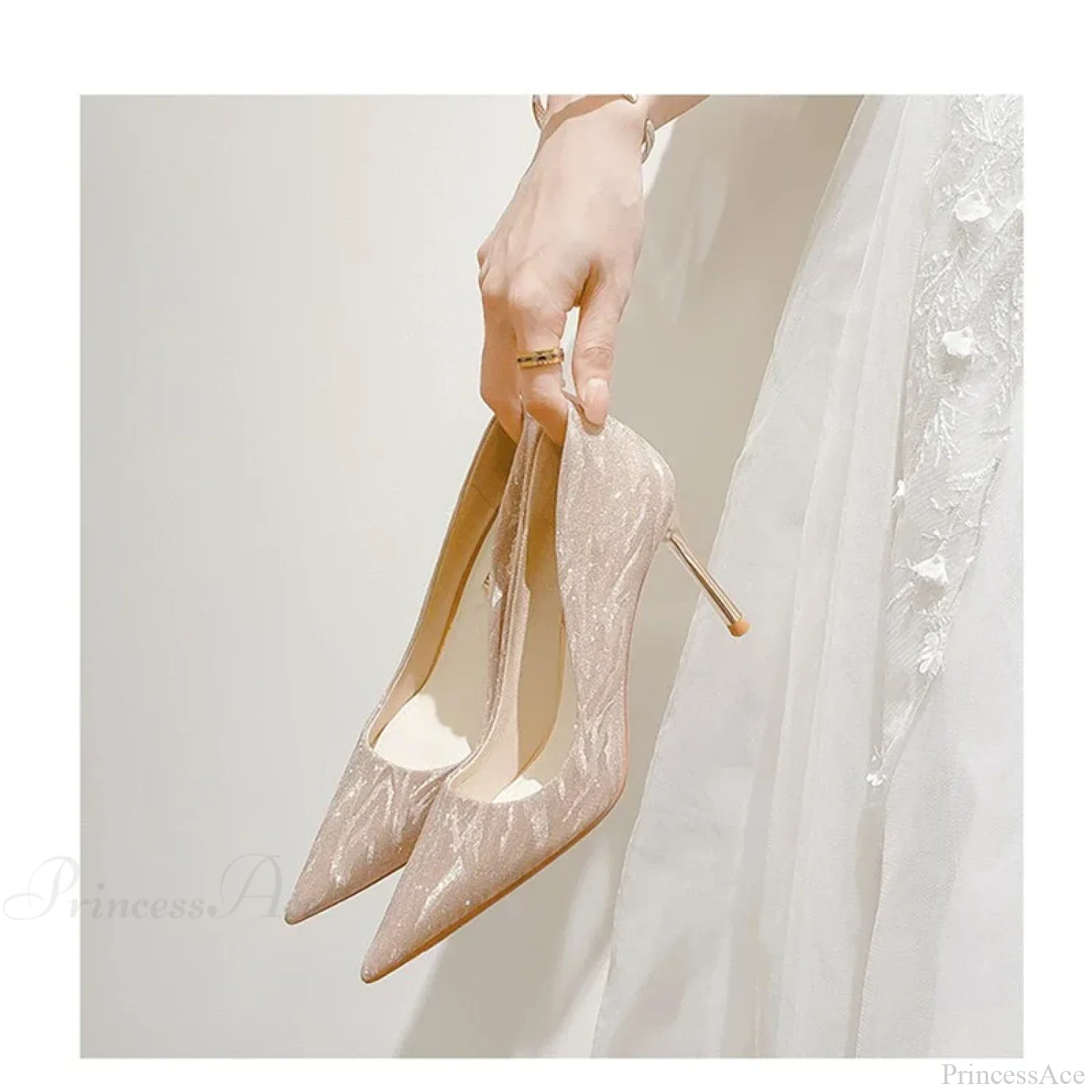 Luxury Gold Silver Pointed High Heels Party Wedding Pumps Designer High Heel - Image 4