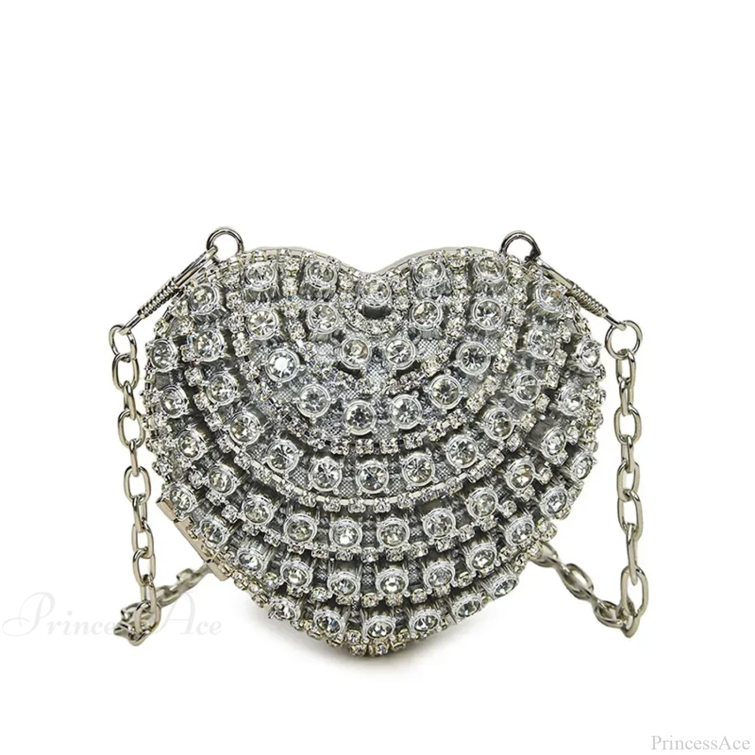Luxury Mini Diamond Heart Shape Crystal Clutch Bag - Image 7