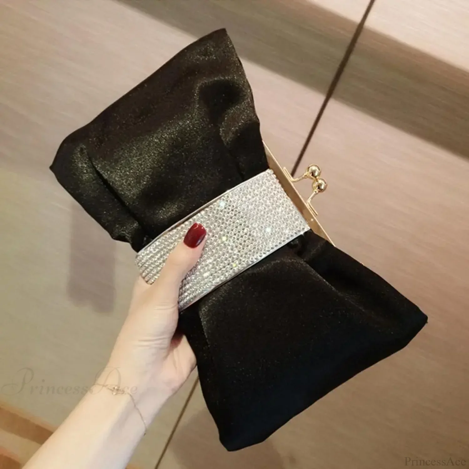 Luxury Rhinestone Bow Evening Clutch Bag - Image 3