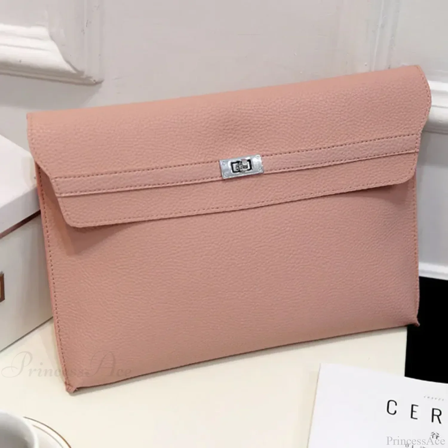 Lychee Pattern PU Leather Envelope Wristlet - Image 2