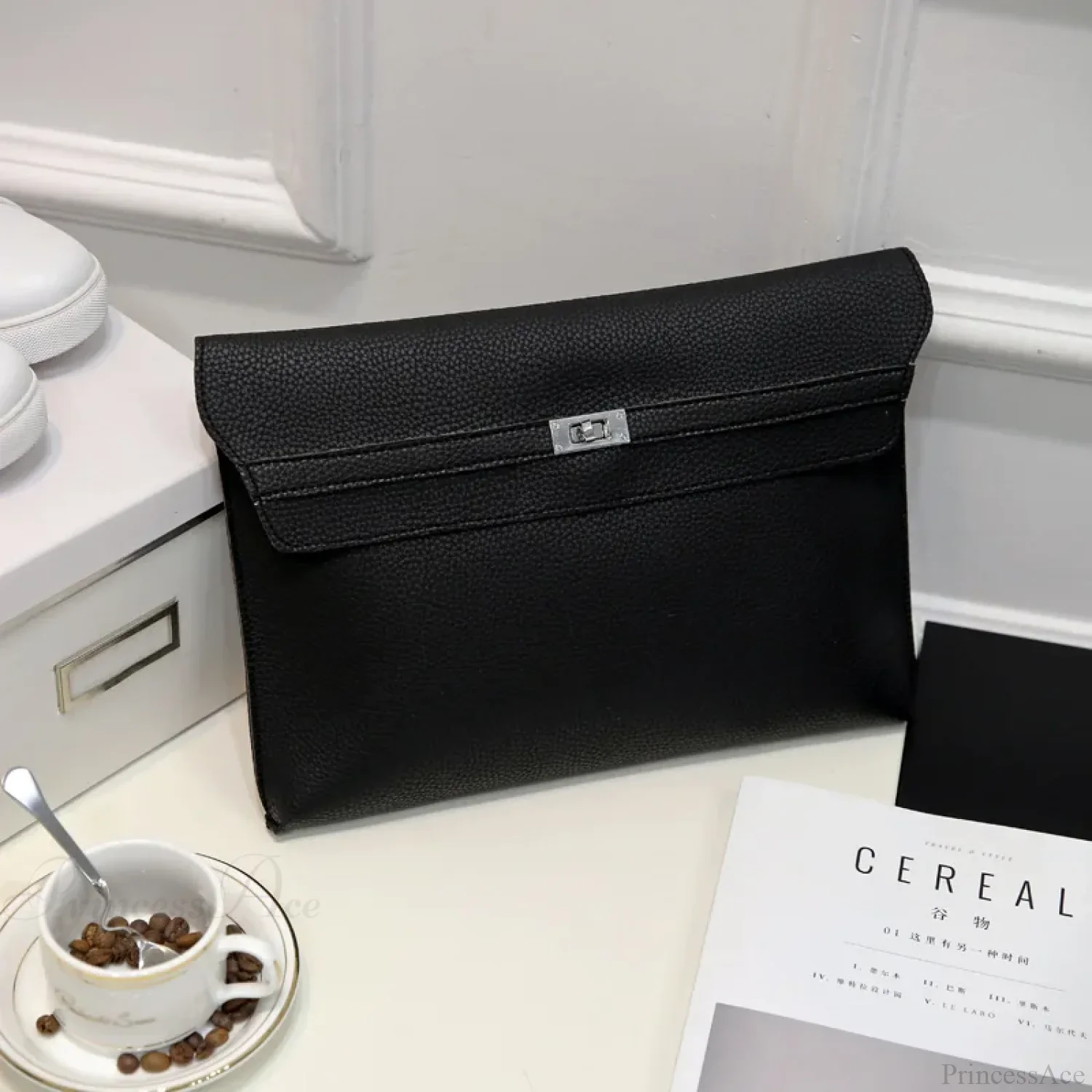 Lychee Pattern PU Leather Envelope Wristlet - Image 5