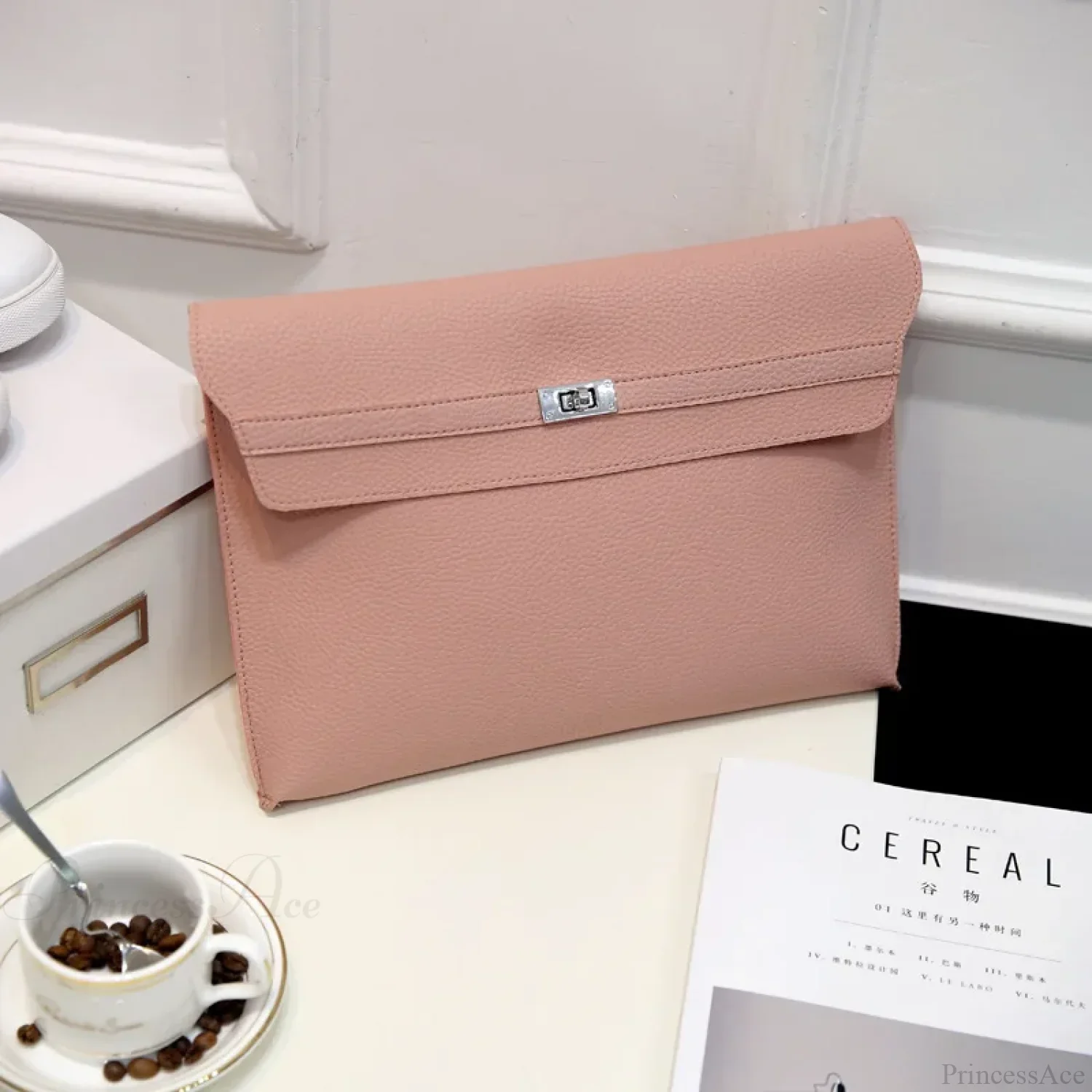 Lychee Pattern PU Leather Envelope Wristlet - Image 6