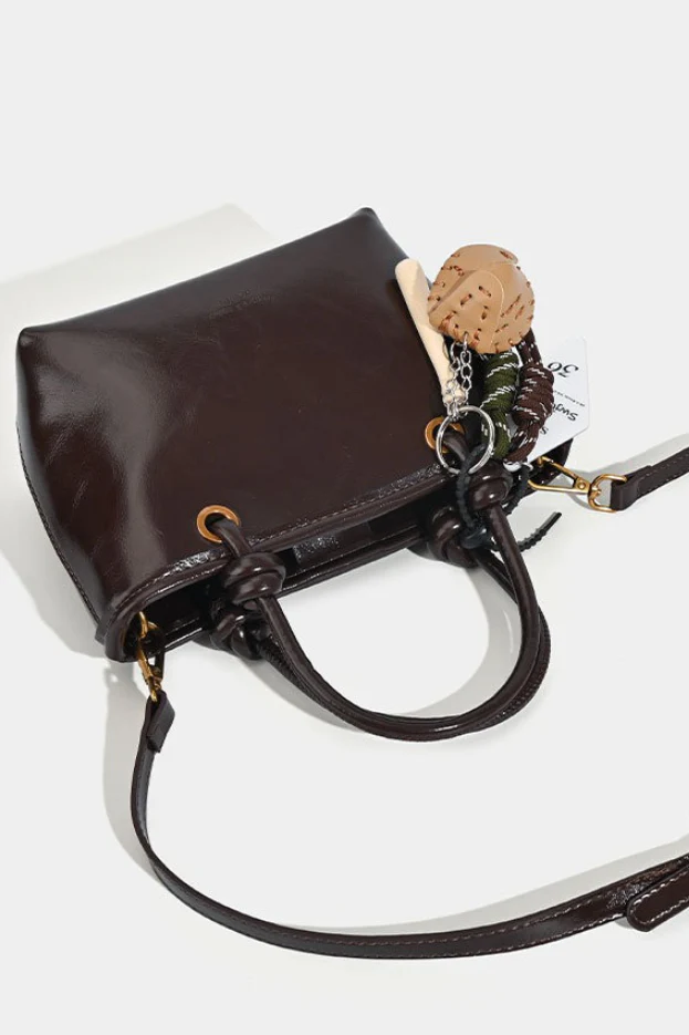 Maillard Red Fashion Bucket Shoulder Crossbody Handheld Bag - Image 4