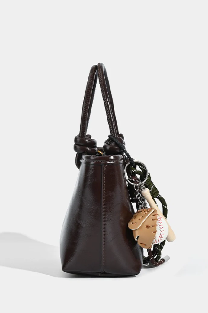 Maillard Red Fashion Bucket Shoulder Crossbody Handheld Bag - Image 5