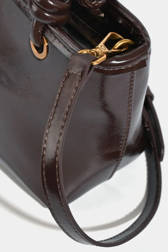 Maillard Red Fashion Bucket Shoulder Crossbody Handheld Bag - Image 7