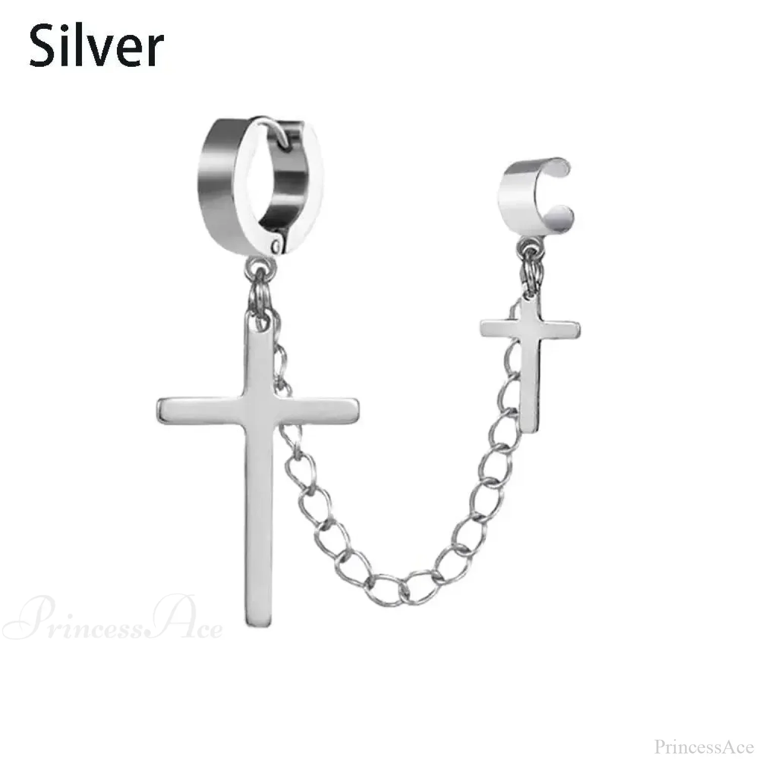 Men Rebellious Cross Stars Stainless Steel Earring - Image 24