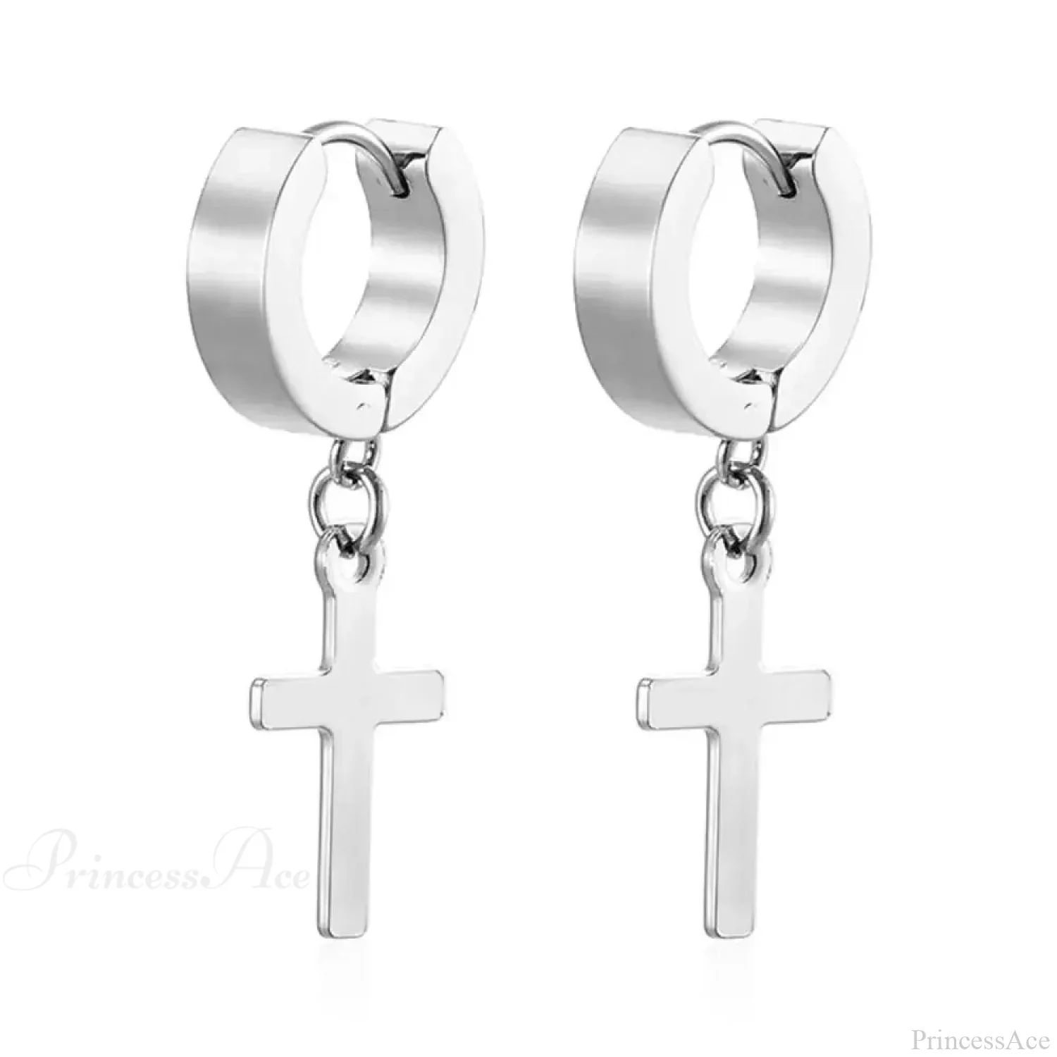 Men Rebellious Cross Stars Stainless Steel Earring - Image 8