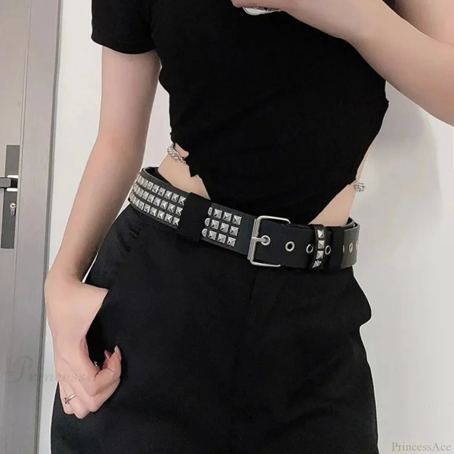 Men's Gothic Punk Metal Rivet Star Belt - Image 2
