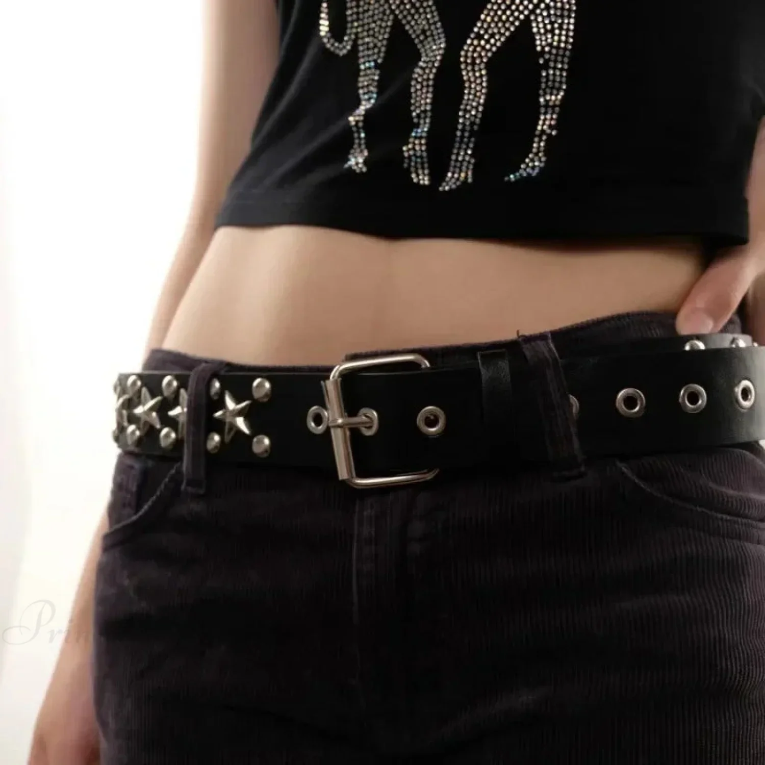 Men's Gothic Punk Metal Rivet Star Belt - Image 5