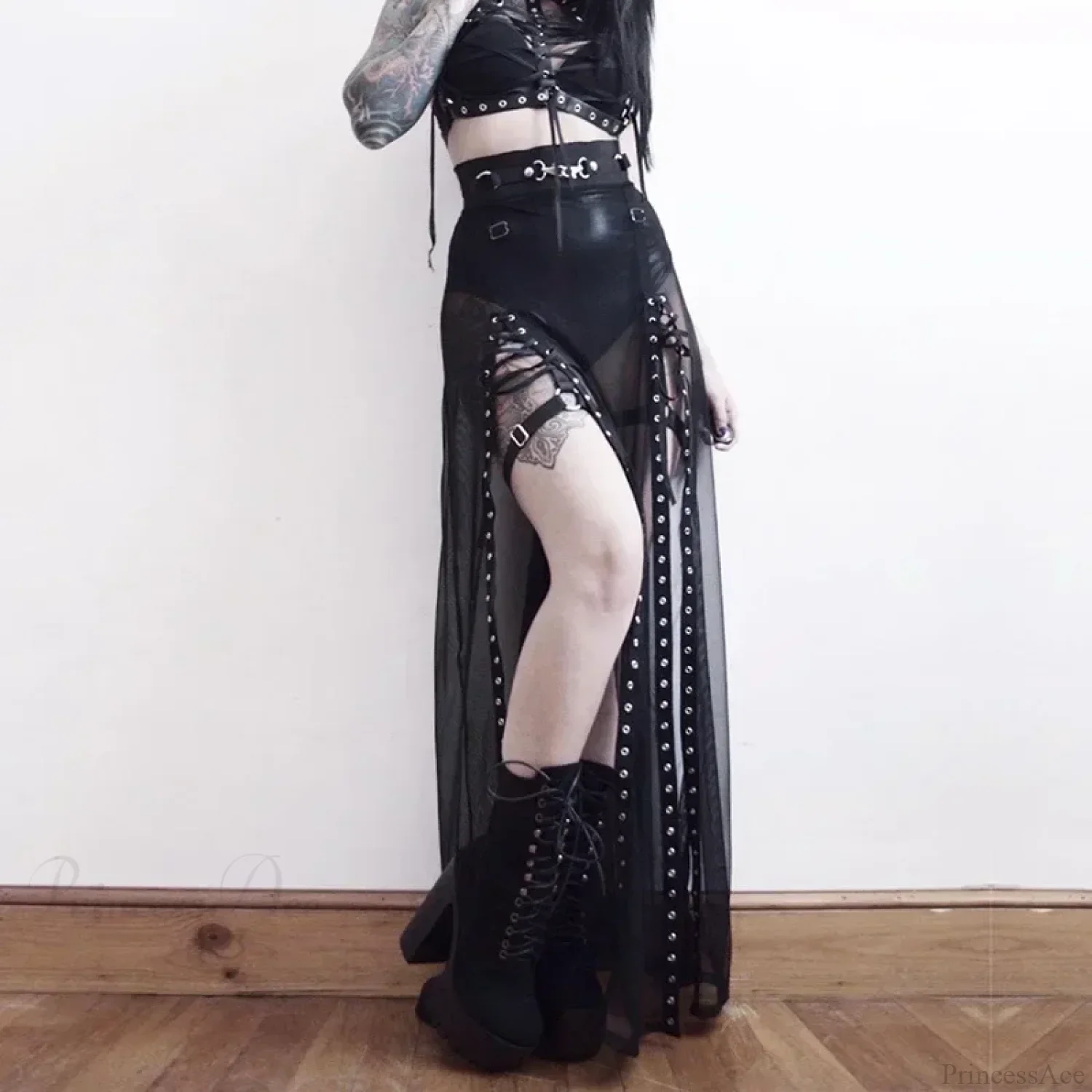 Mesh High Split Long Party Skirt - Image 6