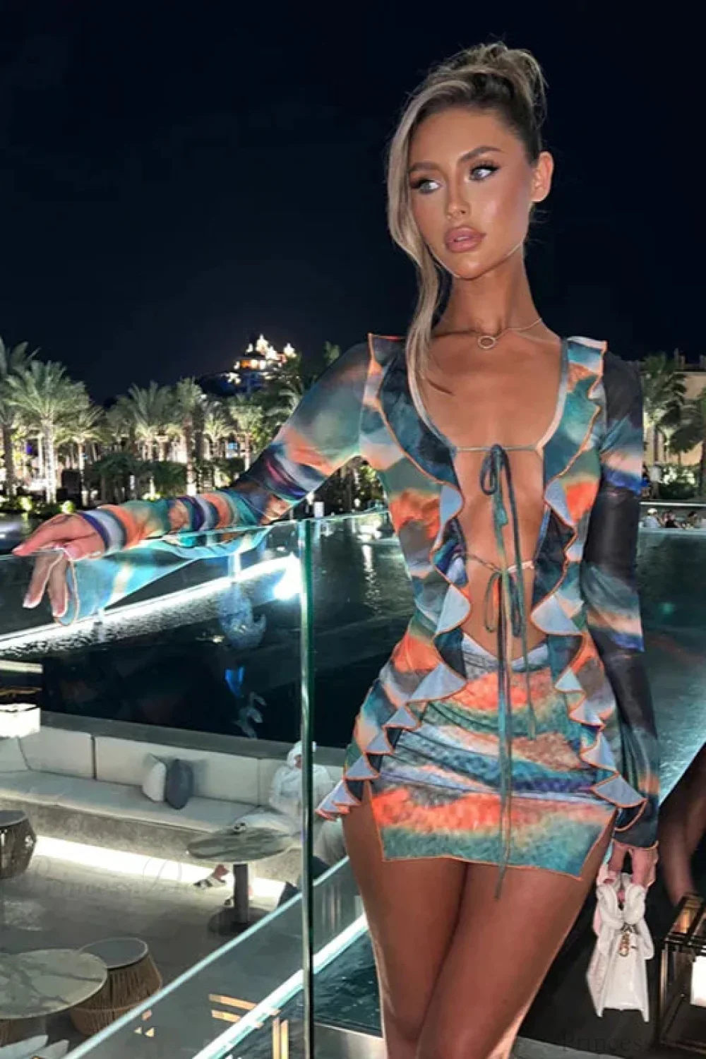 Mesh Hollow Out Transparent Vacation Dress - Image 4