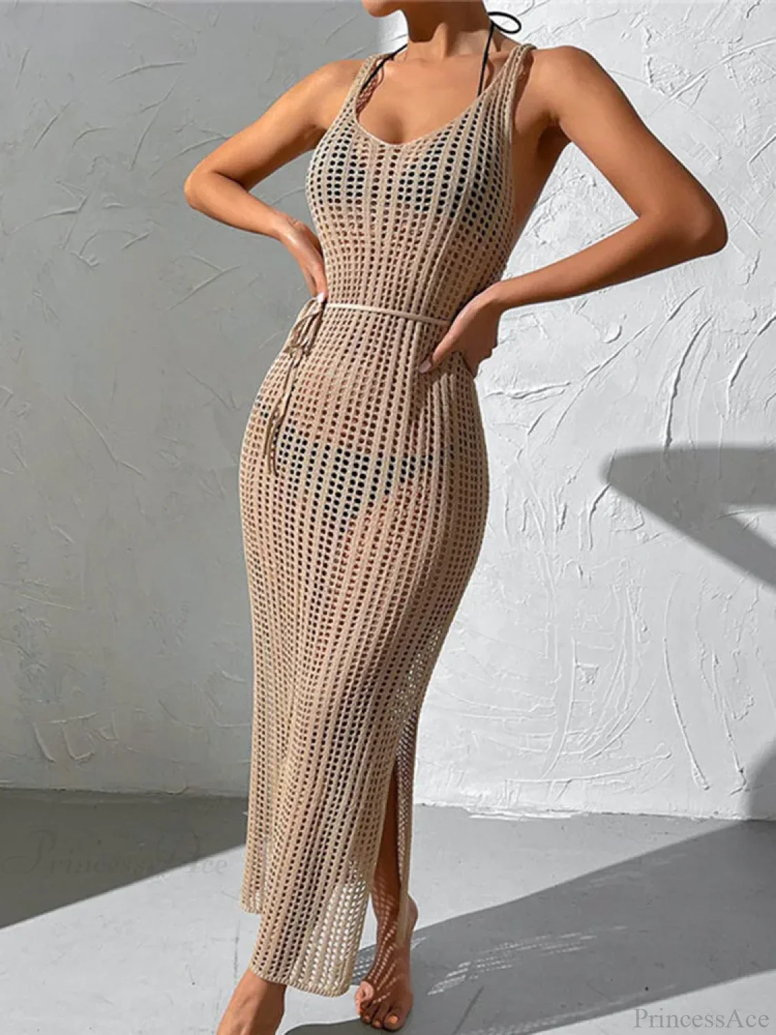 Mesh Lace Up Beach Cover Up - Image 6