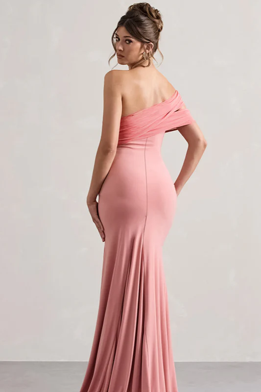 Mesh Panel Off-Shoulder Split Bodycon Party Dress - Image 7
