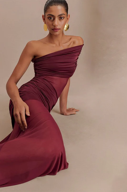 Mesh Panel Strapless Sheer Bodycon Party Dress - Image 2