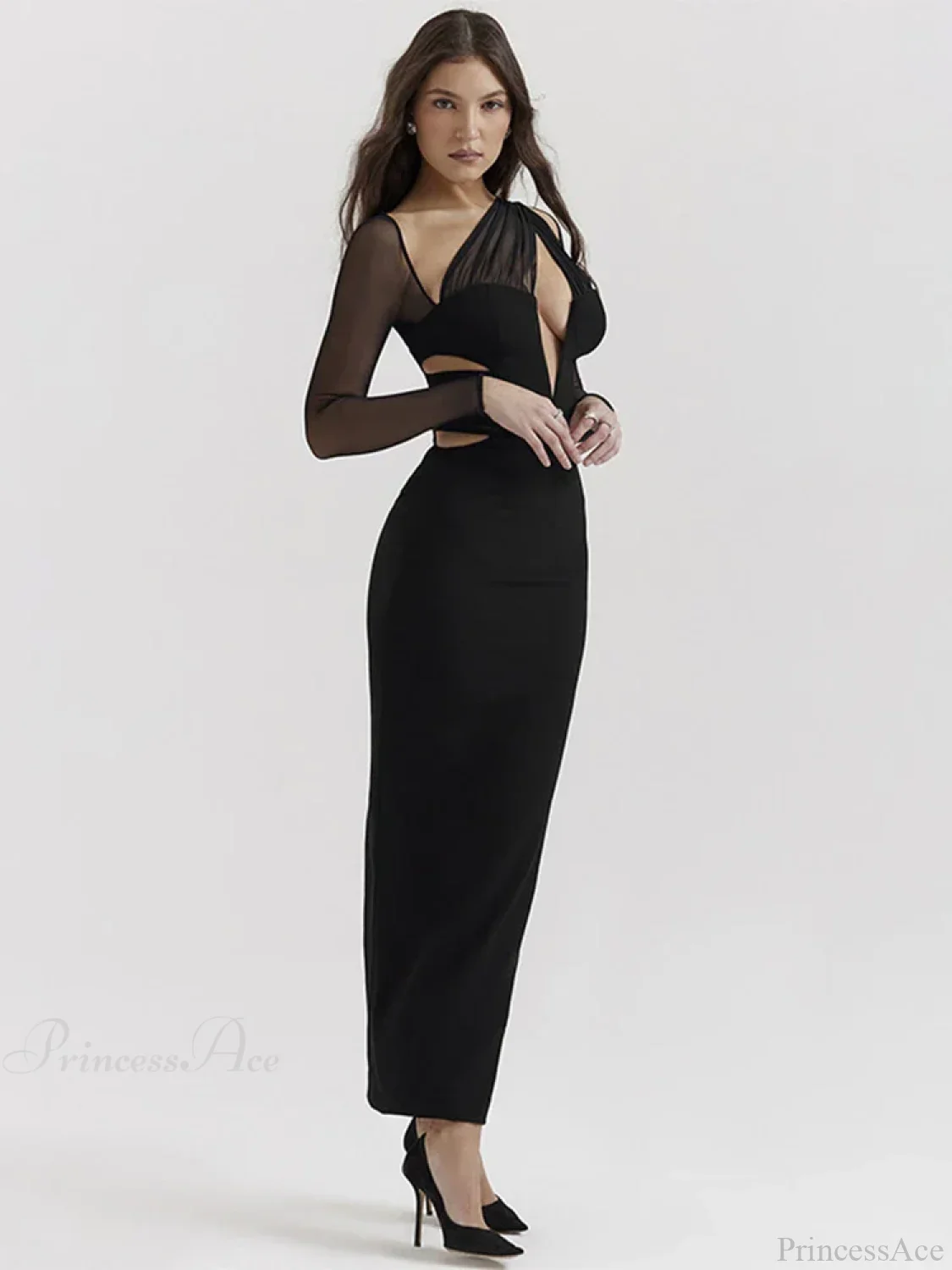 Mesh Patchwork Slim Bodycon Vacation Dress - Image 4
