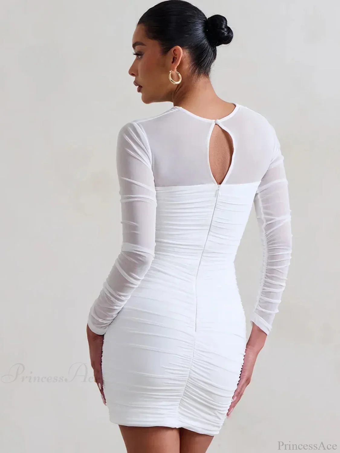 Mesh Pleated Wrap Mini Dress - Image 6