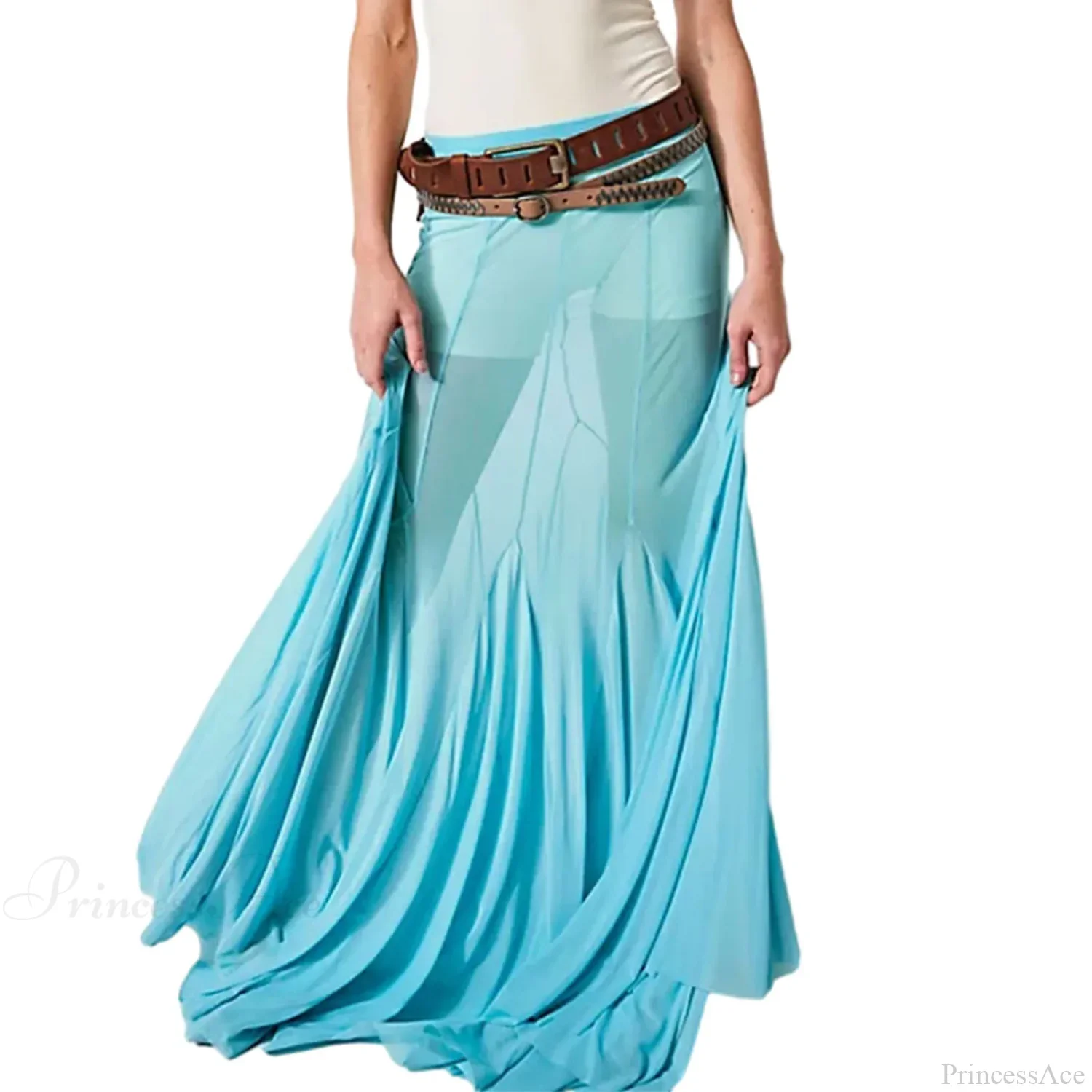 Mesh Sheer Ruffle Midi Skirt - Image 7