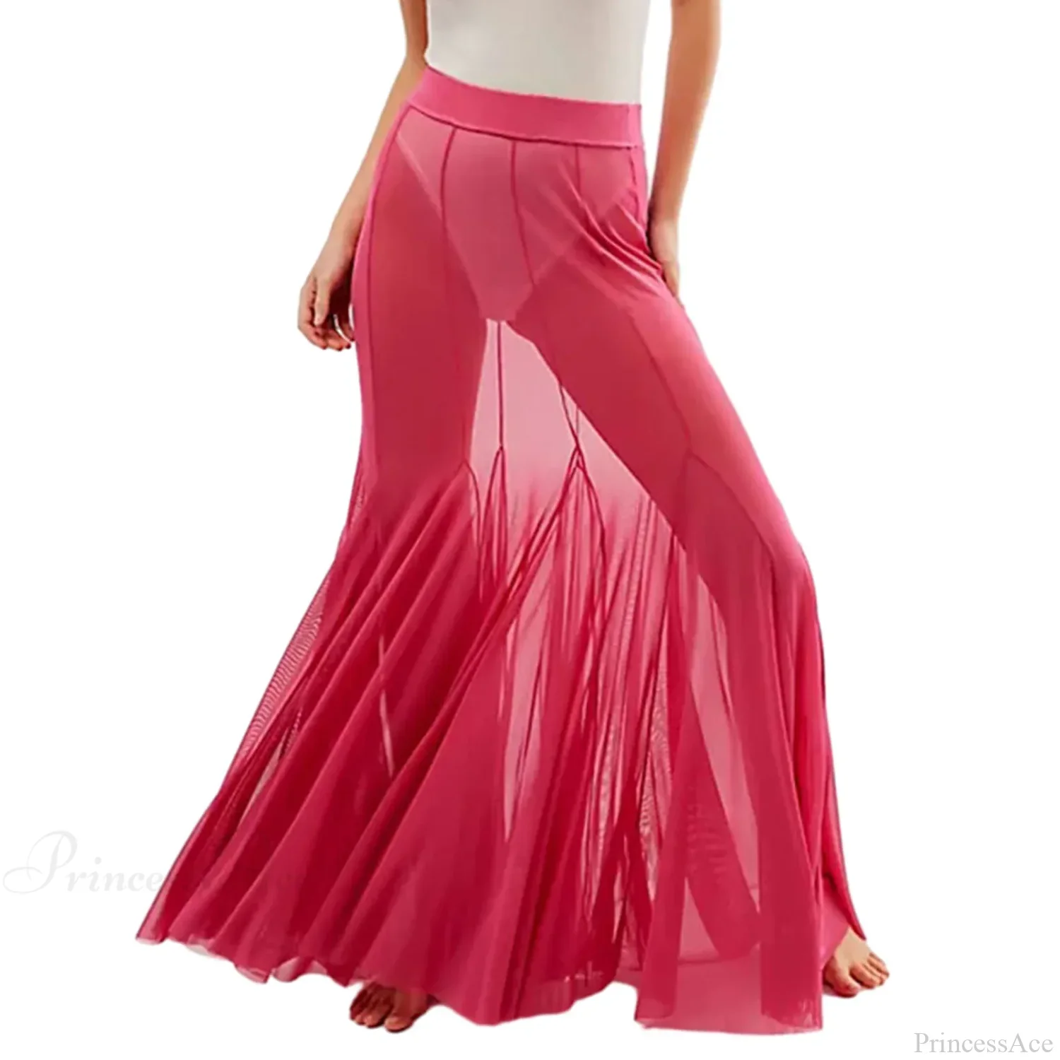 Mesh Sheer Ruffle Midi Skirt - Image 9