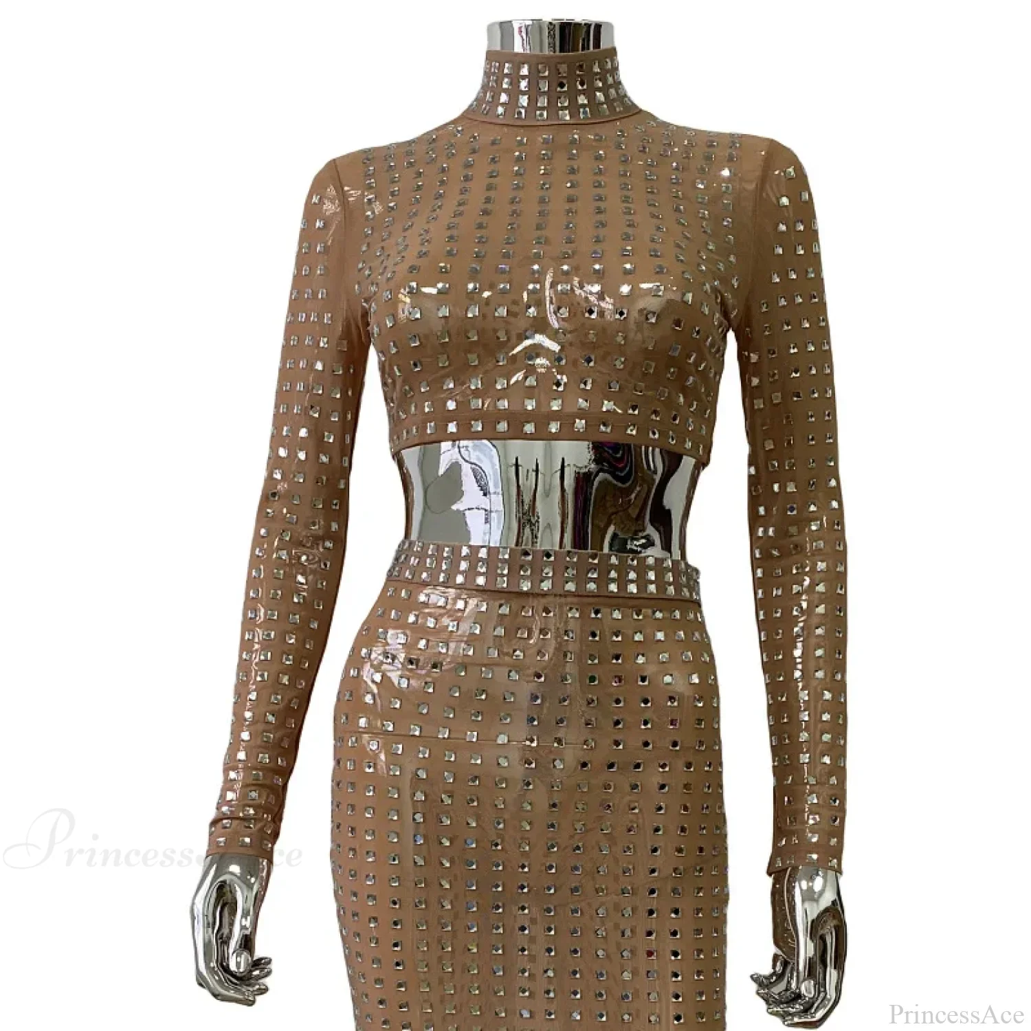 Mesh Top Skirt Sparkling Party Dress - Image 11
