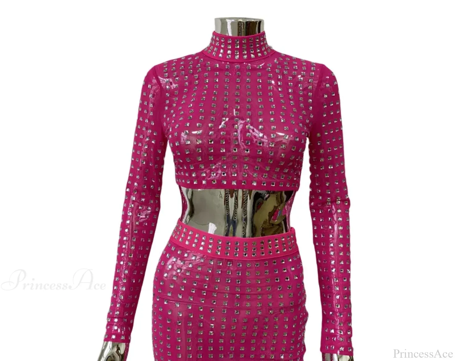 Mesh Top Skirt Sparkling Party Dress - Image 12