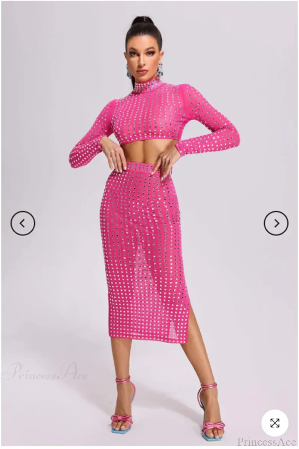 Mesh Top Skirt Sparkling Party Dress - Image 4