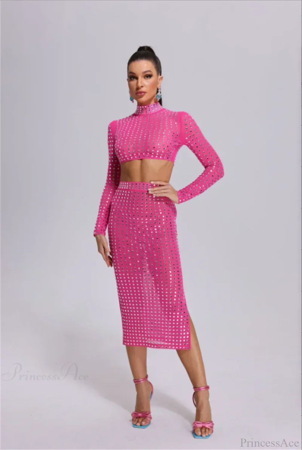 Mesh Top Skirt Sparkling Party Dress - Image 6