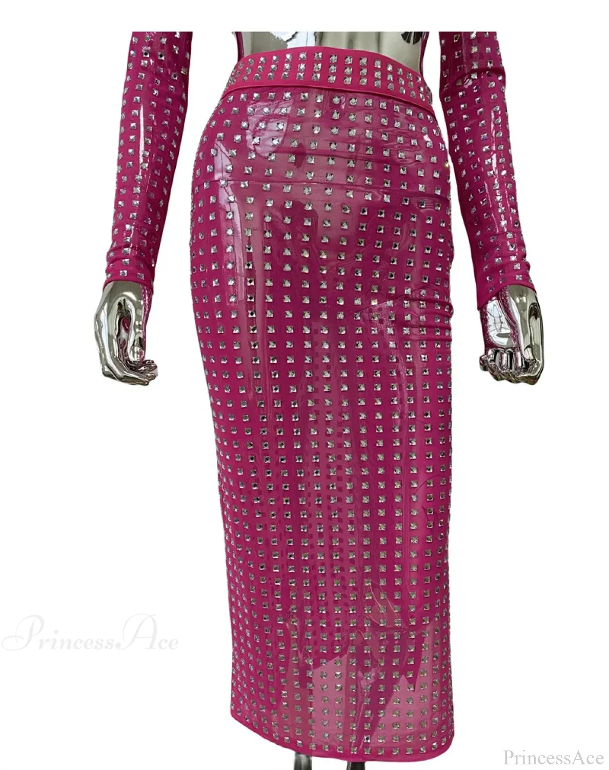 Mesh Top Skirt Sparkling Party Dress - Image 9