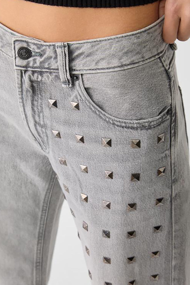Metal Accent Trendy Wide Leg Jean - Image 5