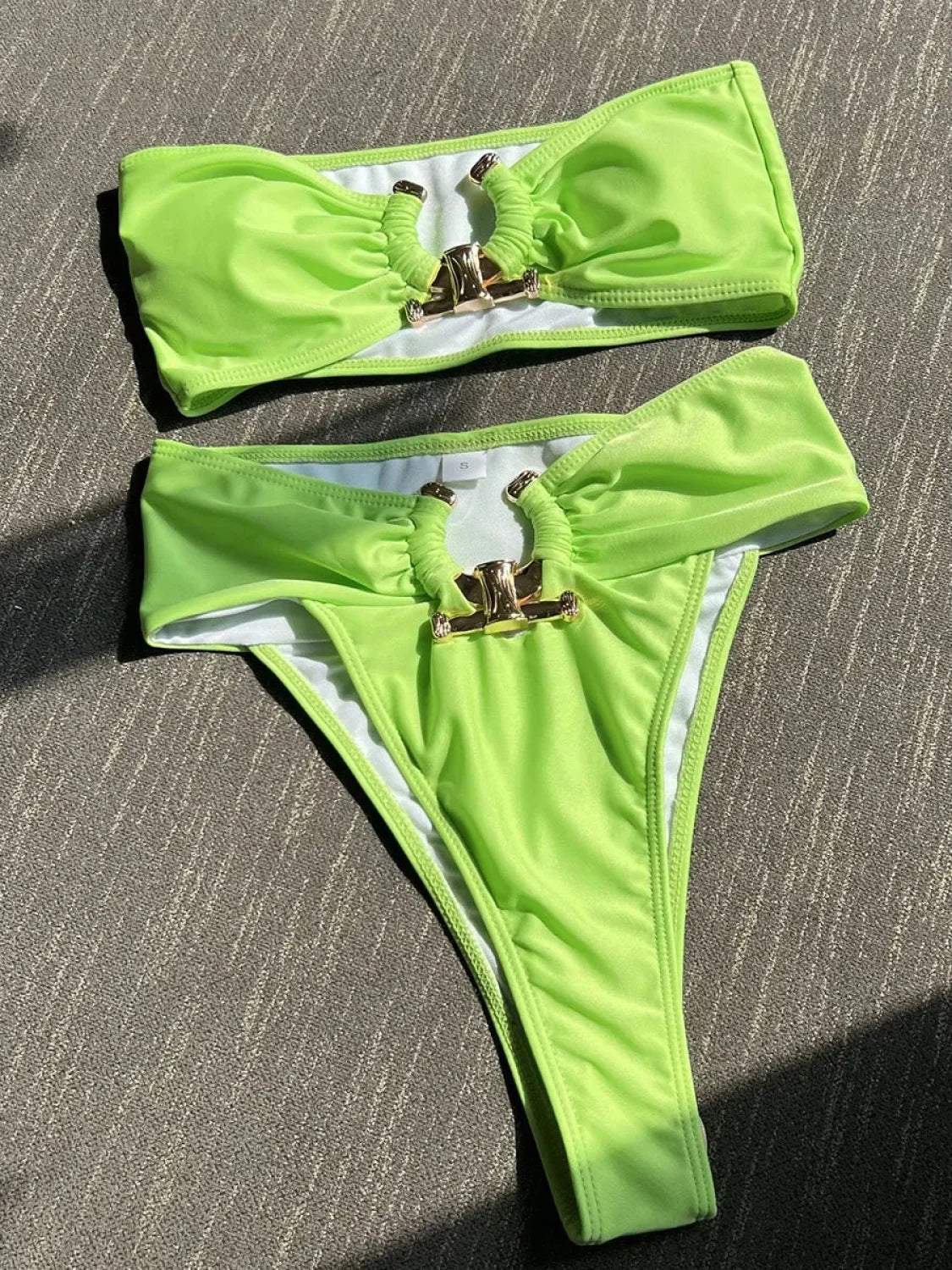 Metal Buckle High Waist Bikini Set - Image 9