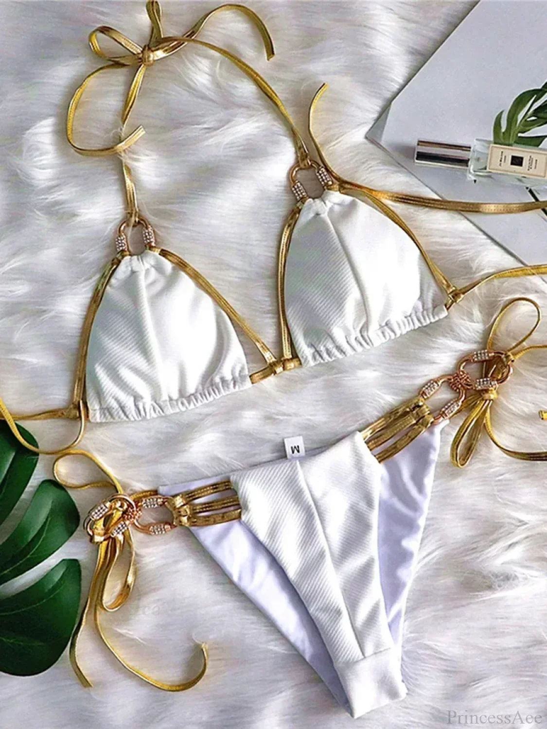 Metal Rings Tassel Diamond Bikini Set - Image 4