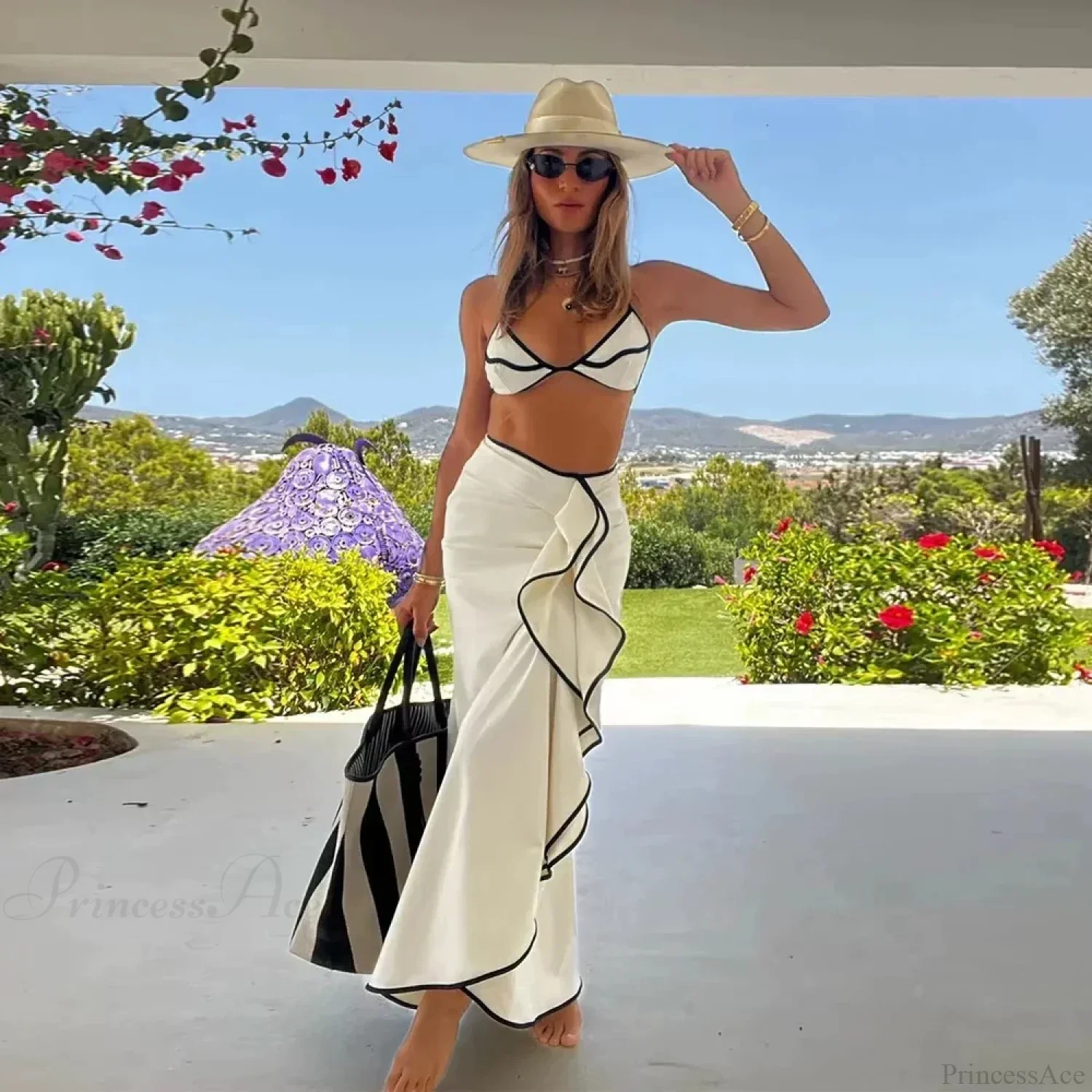 Micro Bikini Set with Long Skirt Three Piece Swimsuit - Image 4