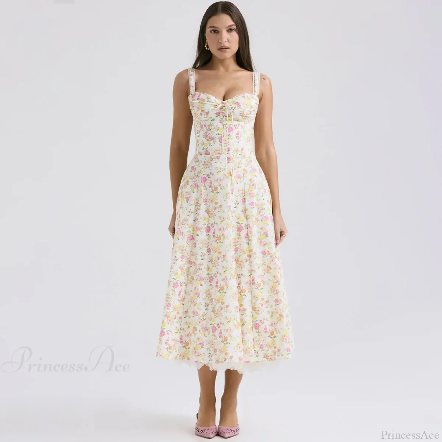 Elegant Floral Print Summer Midi Dress - Image 6