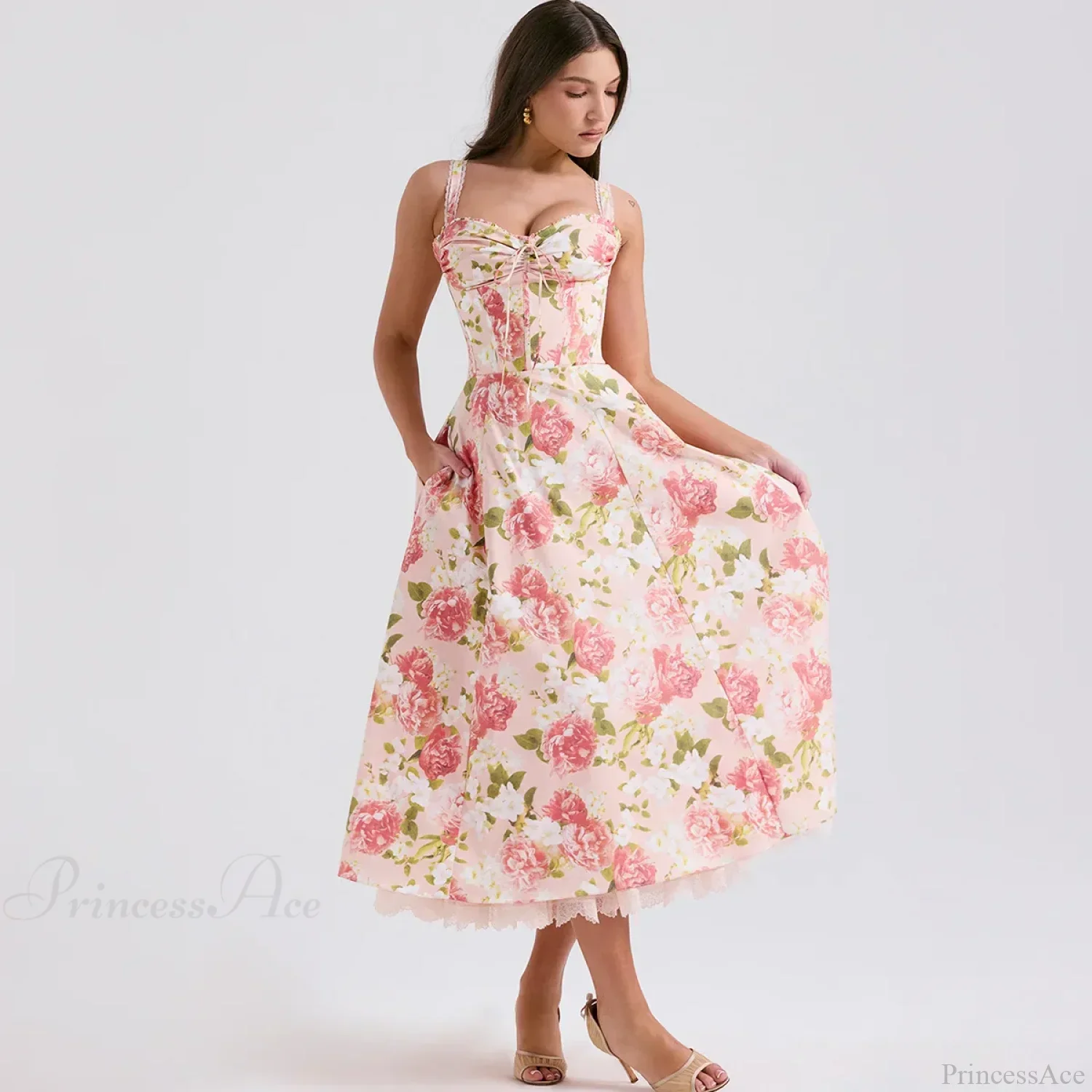 Elegant Floral Print Summer Midi Dress - Image 7