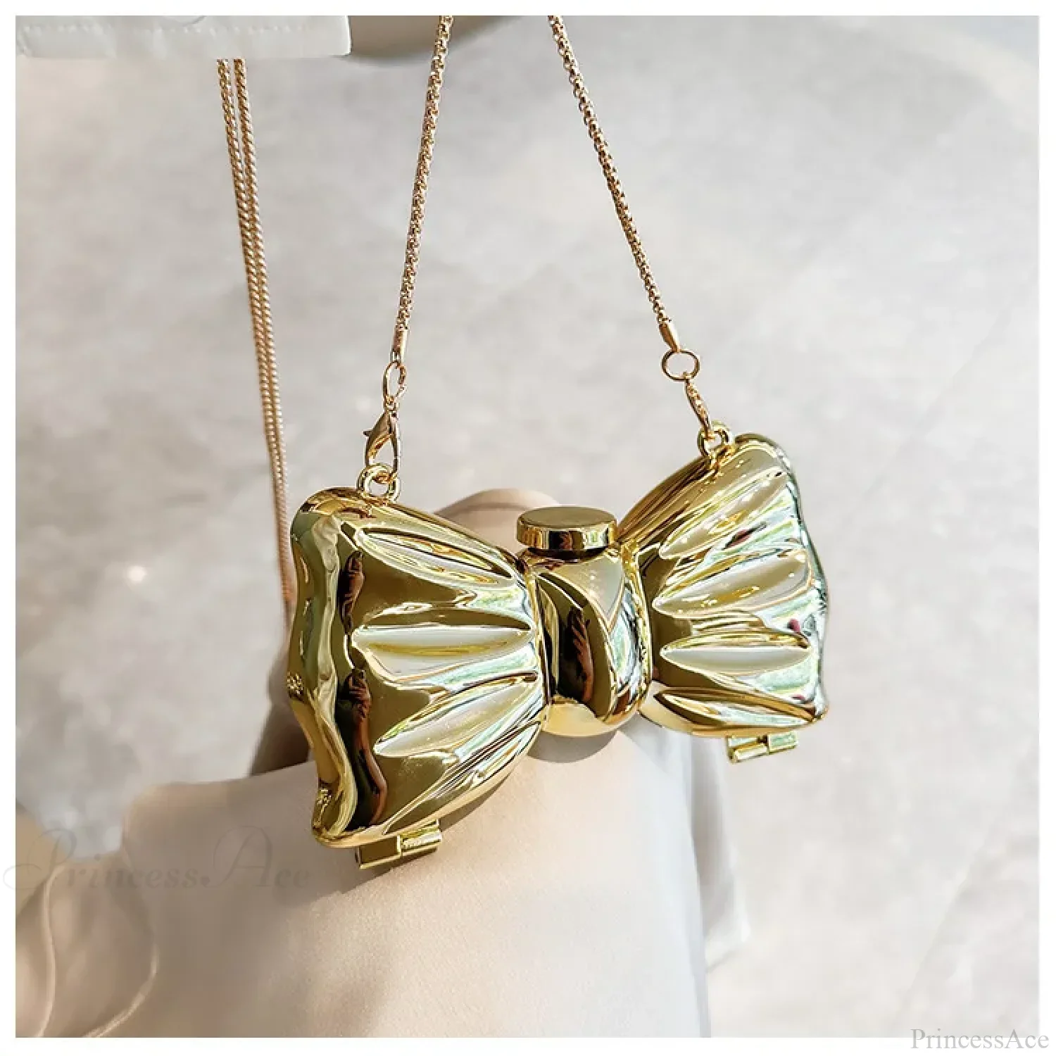 Mini Evening Bowknot Metal Crossbody Purse Party Wedding Handbag - Image 6