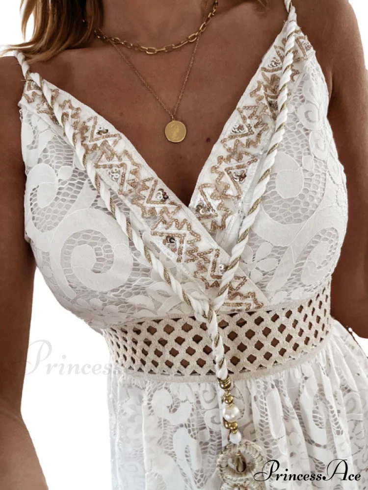 Mini Gown Solid And Fit Color for Lace Flare Women - Image 3