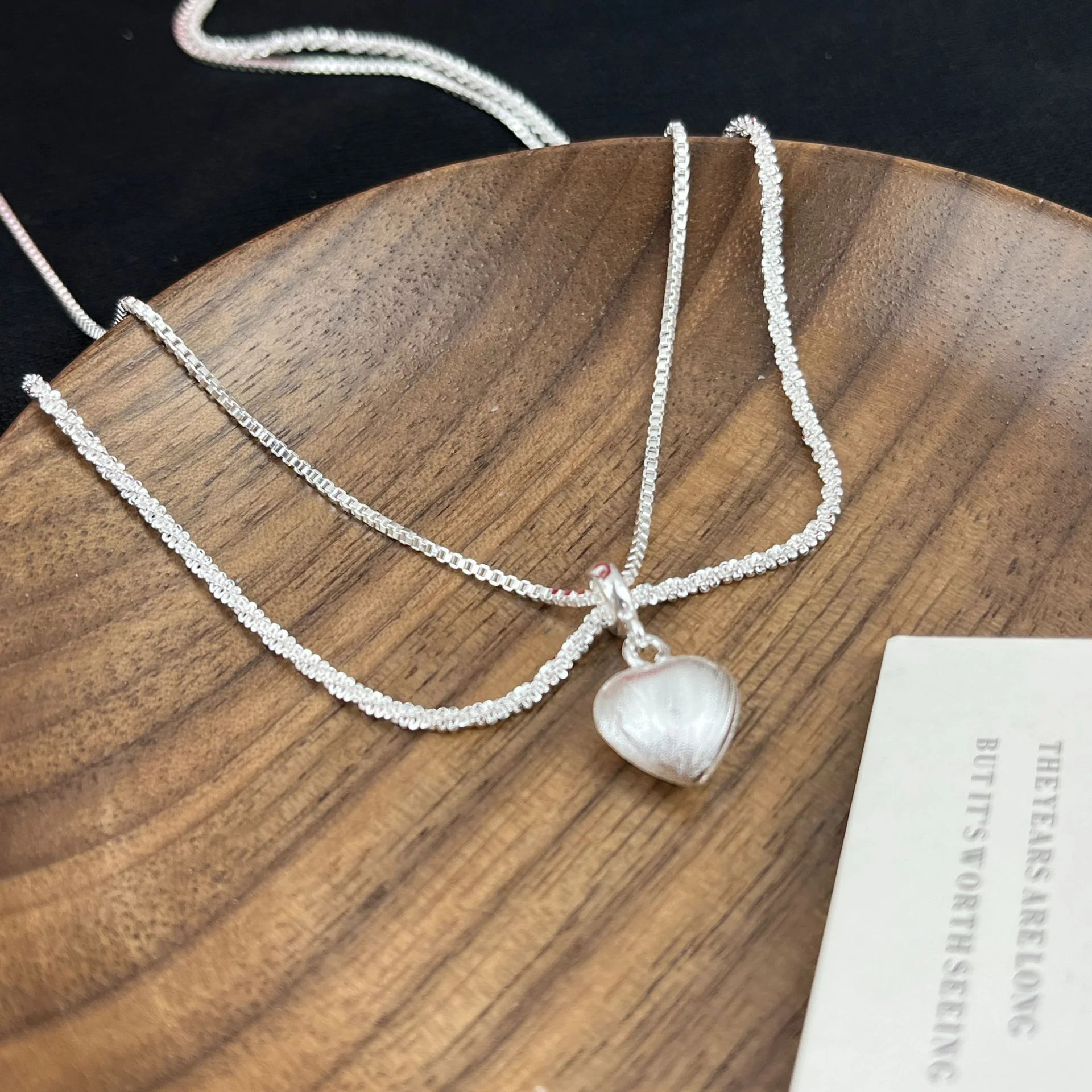 Minimal Double Layer Heart Pendant NeckLace - Image 5