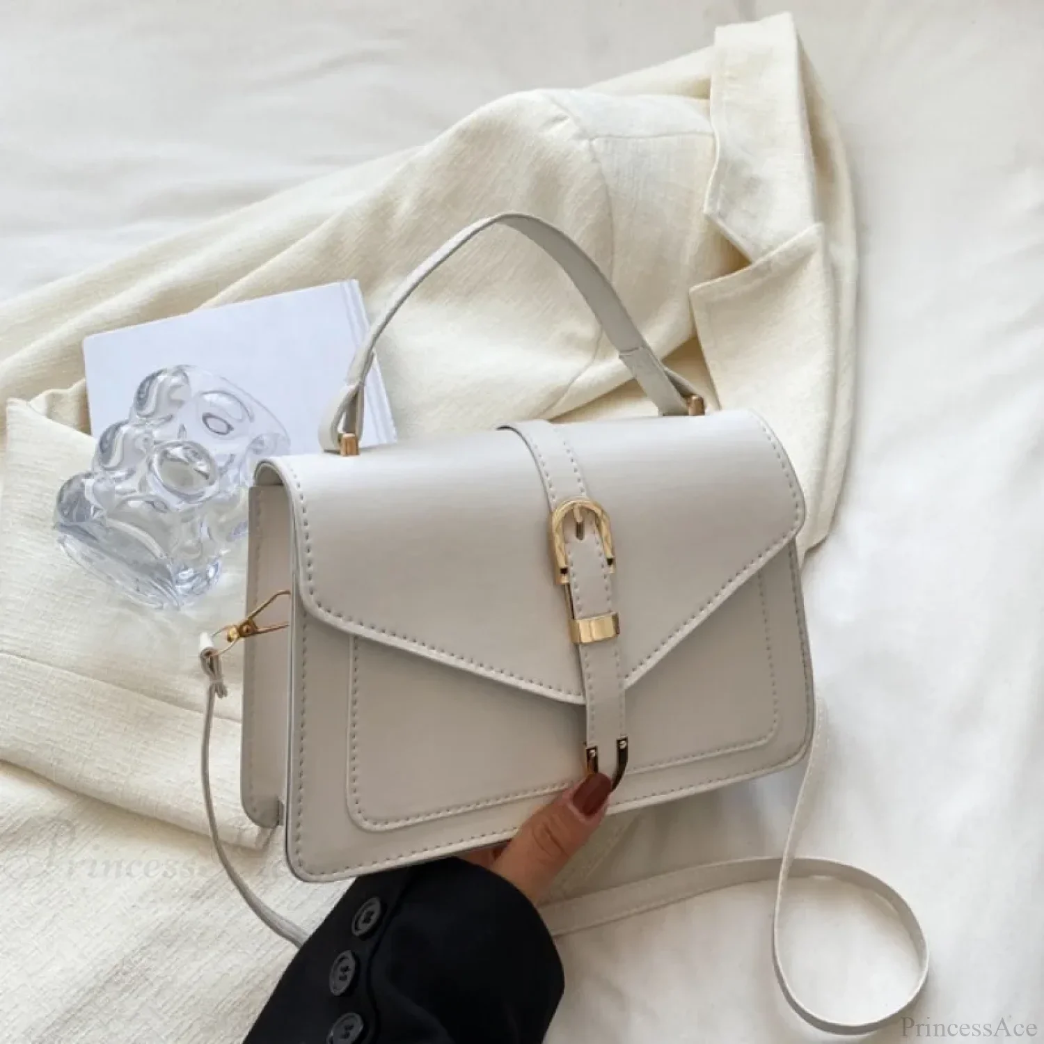 Minimalist Solid Color Square Flap Crossbody - Image 10