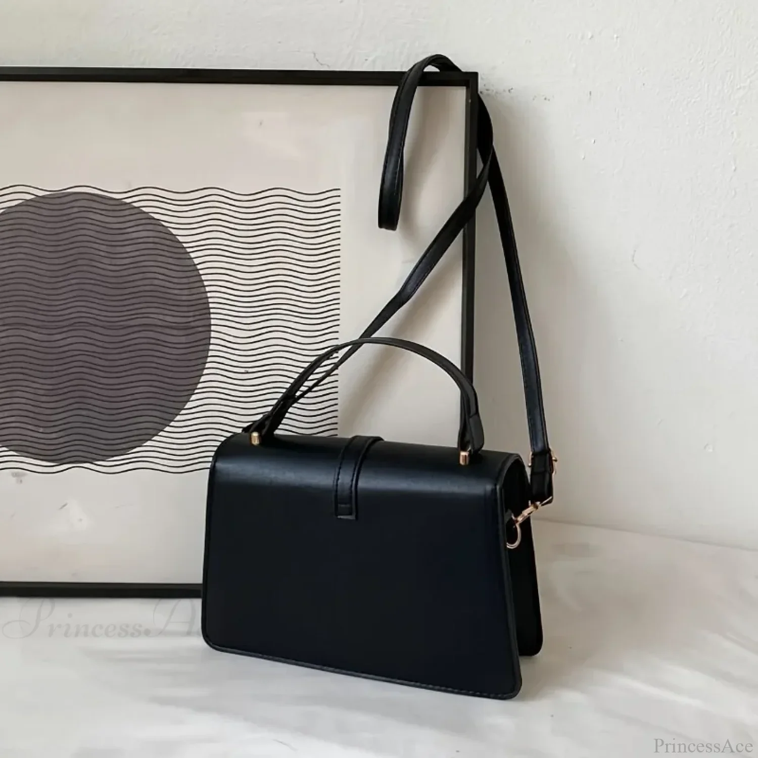 Minimalist Solid Color Square Flap Crossbody - Image 4