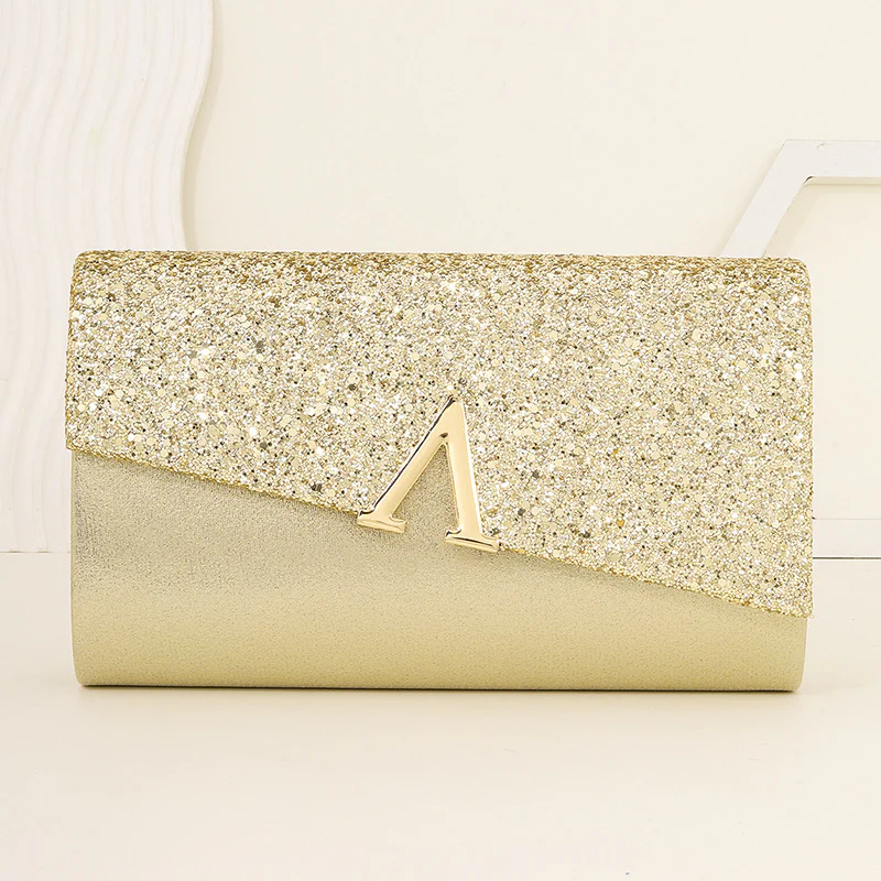 Minimalist Sparkly Asymmetrical Clutch Crossbody Bag
