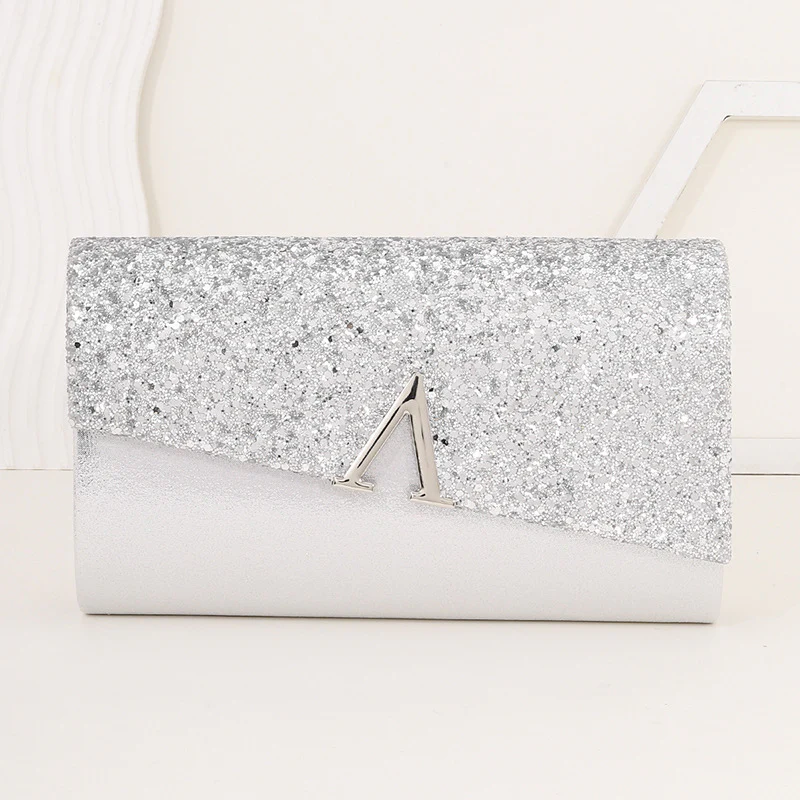 Minimalist Sparkly Asymmetrical Clutch Crossbody Bag - Image 4